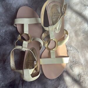 Saks Fifth Avenue Cream Sandals with Ankle Straps